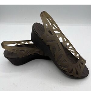 Crocs Adrina III Mini Wedge Heels Women's Size 10 Slip On Open Toe Jelly Sandals